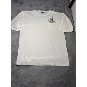 Looney Toons Vintage T-Shirt 1991 XL Wiley Coyote Pocket Embroidered White
